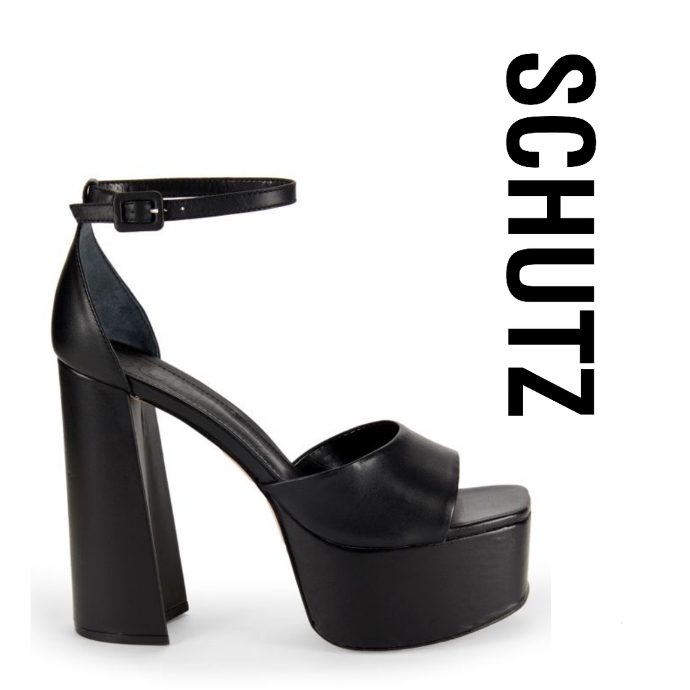 SCHUTZ Lenne Black Platform Heels Size 7.5 - Picture 2 of 7